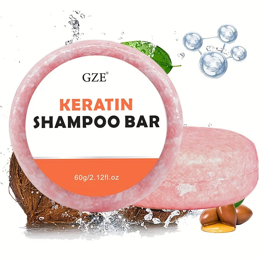 Barre Shampoing Kératine Solide - Anti-Frisottis Tous Types de Cheveux