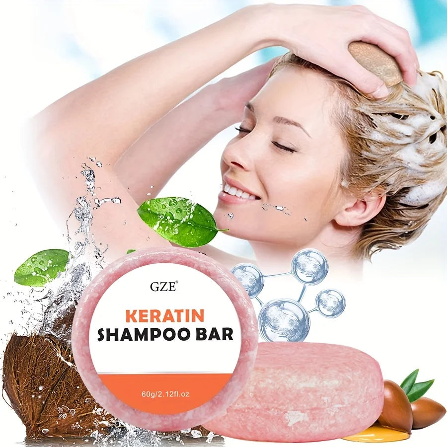 Barre Shampoing Kératine Solide - Anti-Frisottis Tous Types de Cheveux